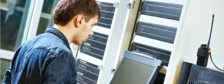 IT worker in server room